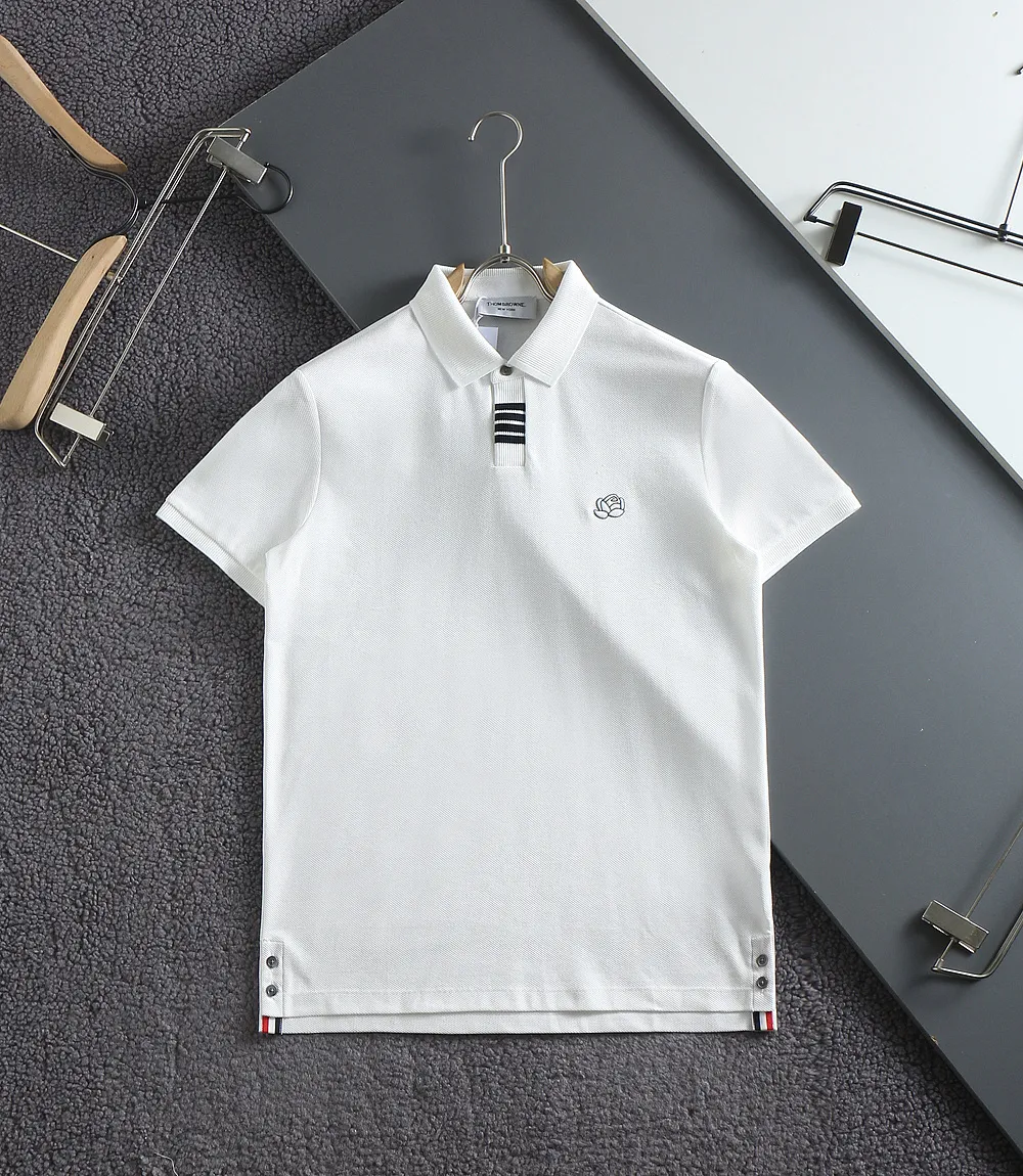 Thom Browne # New Arrival POLO ！ logo# Breathable Versatile ！ ：Dark Blue White Light Gray Purple Size：M-XXXL